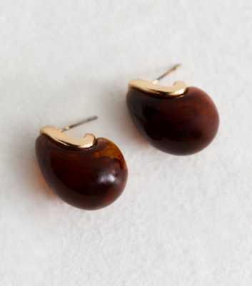 Brown Tortoiseshell Effect Teardrop Earrings 