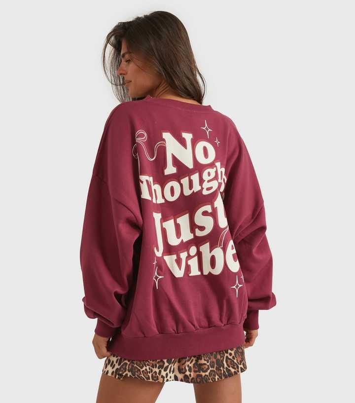 Skinnydip Pink No Thought Just Vibes Printed Sweatshirt