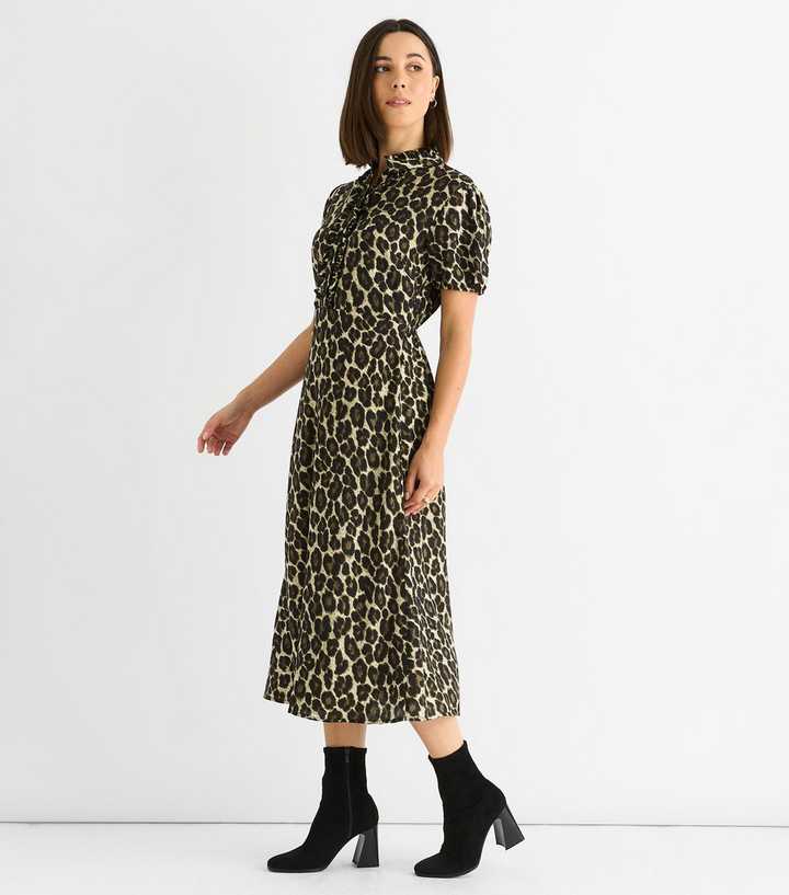 slim fit dress slacks Give Your All Green Leopard Dress – Shop the Mint main image 0
