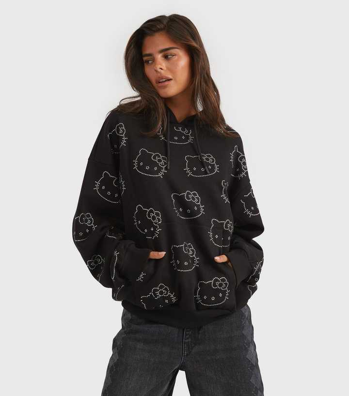 Skinnydip Black Diamante Hello Kitty Hoodie