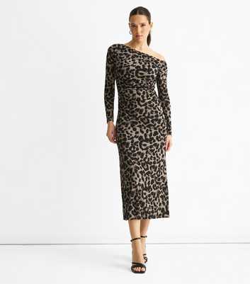 Gini London Mid Grey Animal Print Off The Shoulder Dress