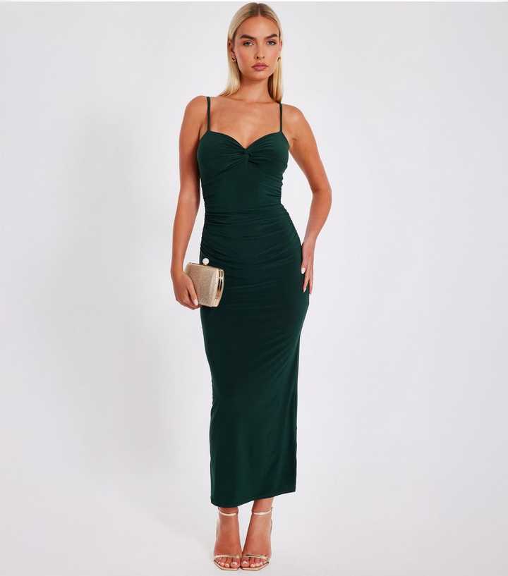 Bodycon Dress Quiz Emerald Dress QUIZ Green Knotted Front Strappy Midaxi Dress Bodycon Dress Quiz Emerald Dress QUIZ Green Knotted Front Strappy Midaxi Dress