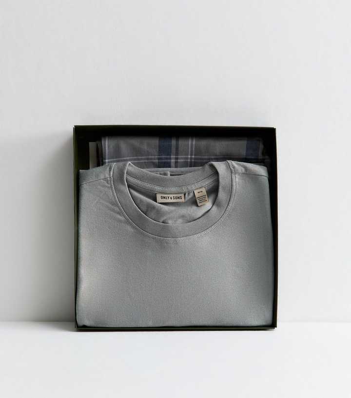 Only & Sons Mid Grey T-Shirt and Trousers Pyjama Gift Set