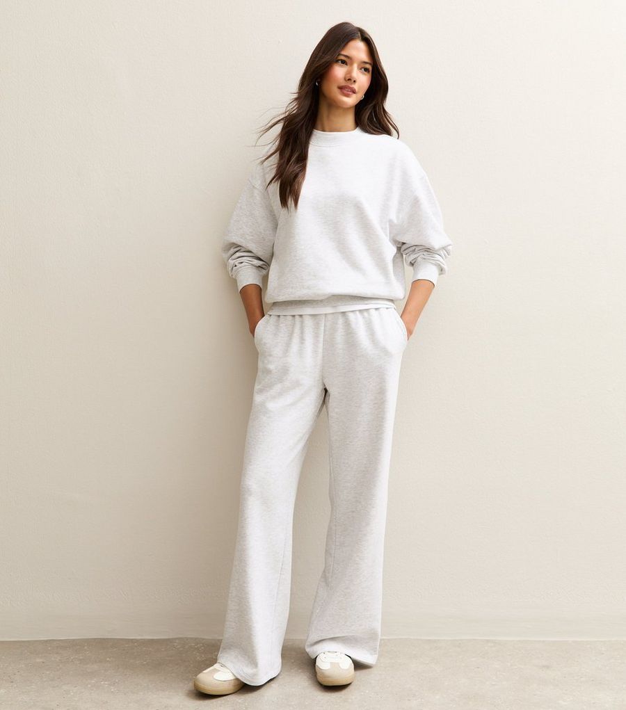 Grey Marl Drawstring Wide Leg Joggers — photo 1 of 1