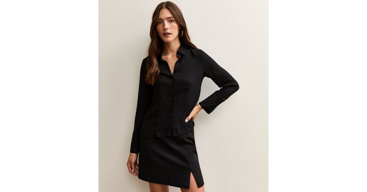 Elan Black Sequin SS Shirt main image 1