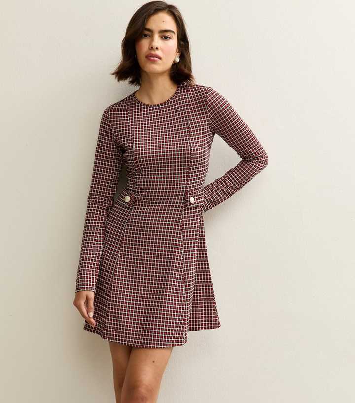 Red Check Long Sleeve Mini Dress | New Look Red Check Long Sleeve Mini Dress | New Look