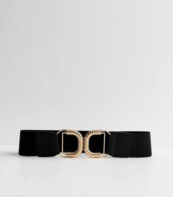 Black Stretchy Gold Buckle Belt
