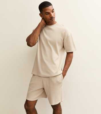 Stone Oversized Waffle Texture T-Shirt
