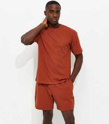 Brown Oversized Waffle Texture T-Shirt