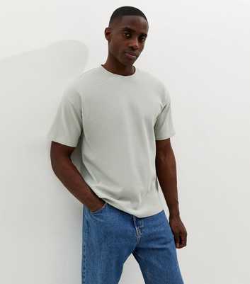 Mint Green Oversized Waffle Texture T-Shirt