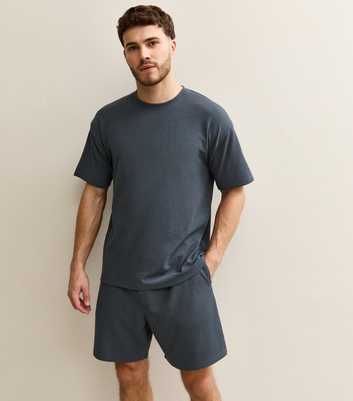 Dark Blue Regular Waffle Texture Shorts