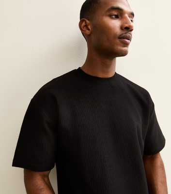 Black Ribbed Oversized T-Shirt