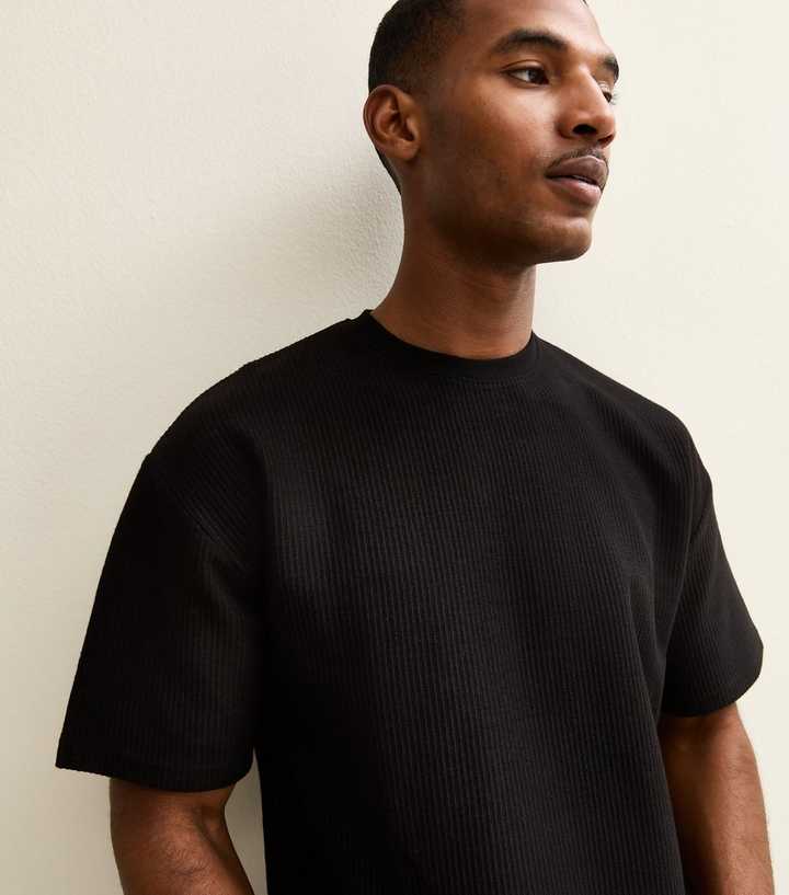 Black Ribbed Oversized T-Shirt