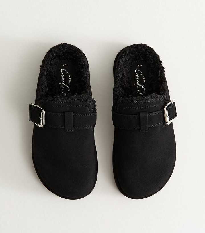 Black Faux Fur Lined Clog