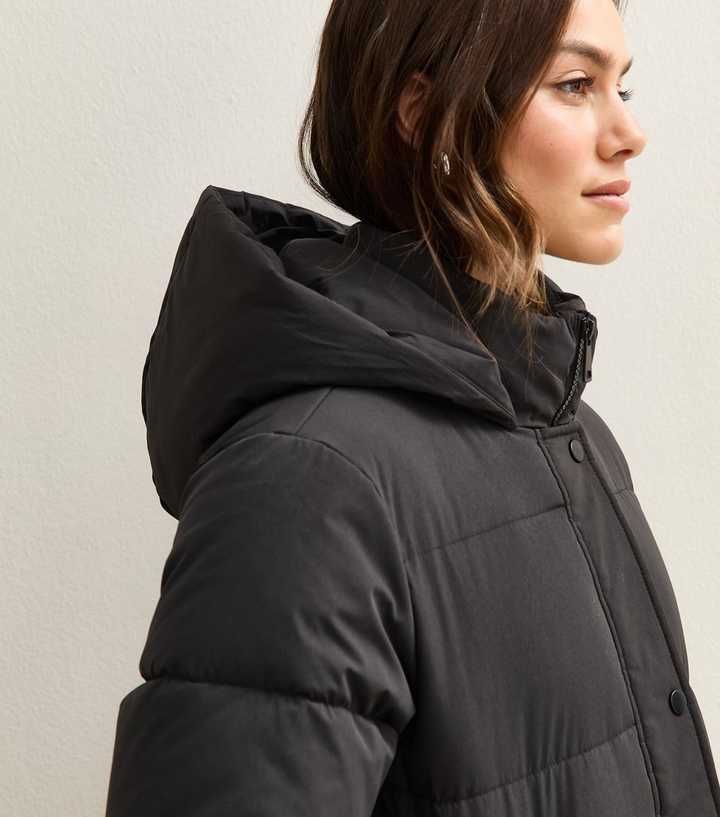 Petite Black Longline Puffer Coat