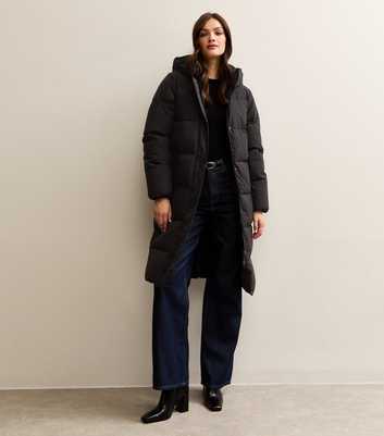 Tall Black Longline Puffer Coat