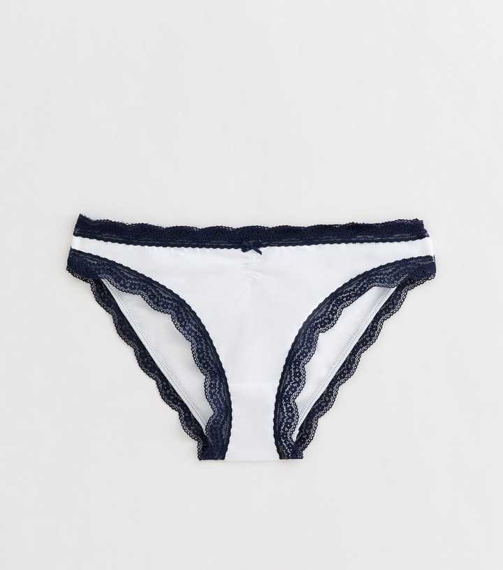 Girls White Contrast Trim Briefs