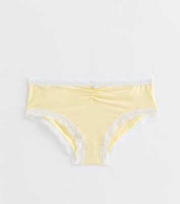 Girls Light Yellow Contrast Trim Briefs