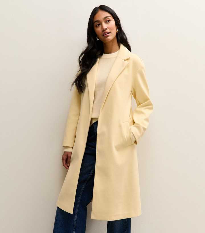 Light Yellow Open Front Longline Coat
