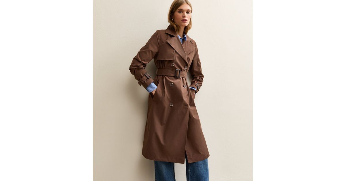 Dark Brown Double Breasted Trench Coat