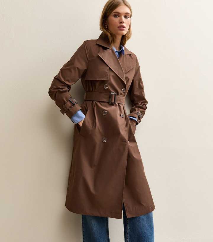 Dark Brown Double Breasted Trench Coat