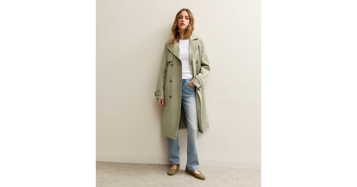Light Khaki Double Breasted Trench Coat