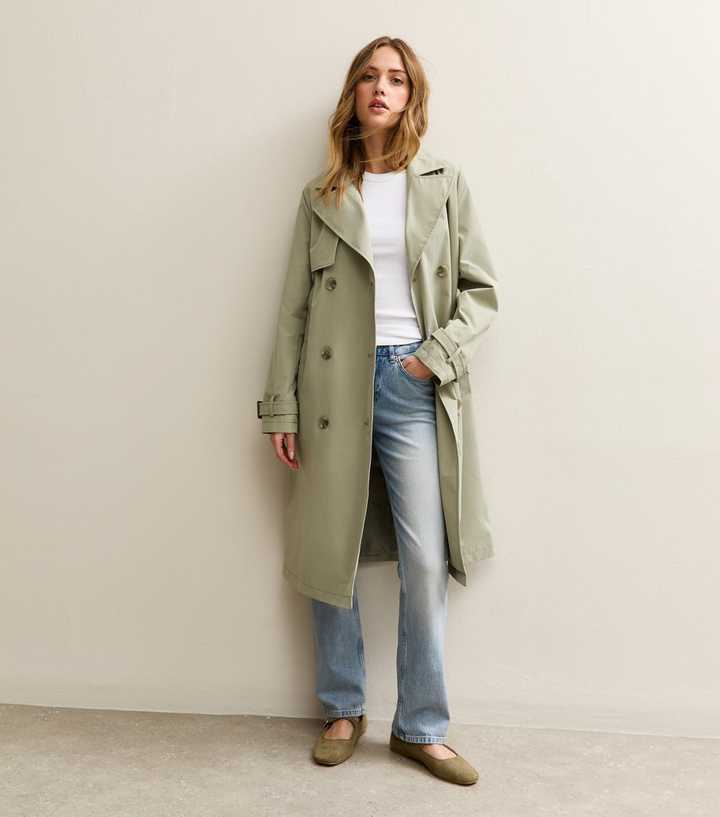 Light Khaki Double Breasted Trench Coat