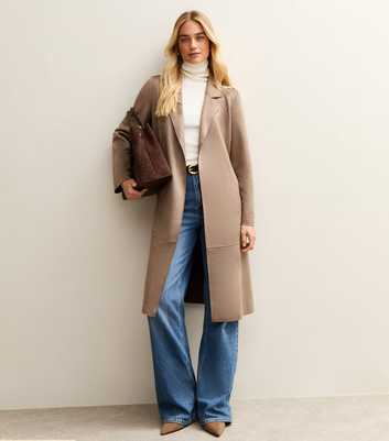 Mink Faux Suede Belted Duster Coat