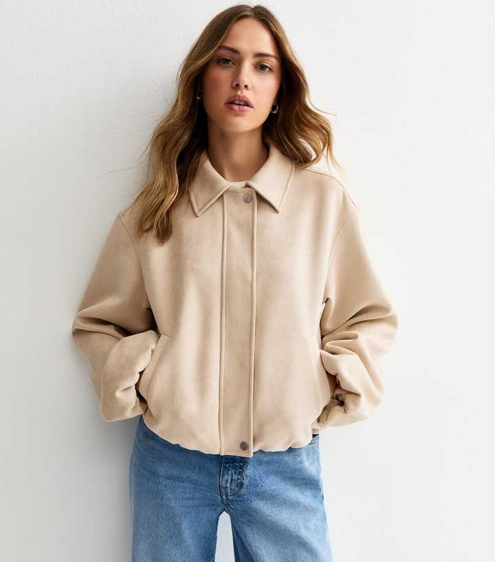 Stone Faux Suede Bubble Hem Jacket