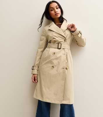 Petite Stone Double Breasted Belted Mac Coat