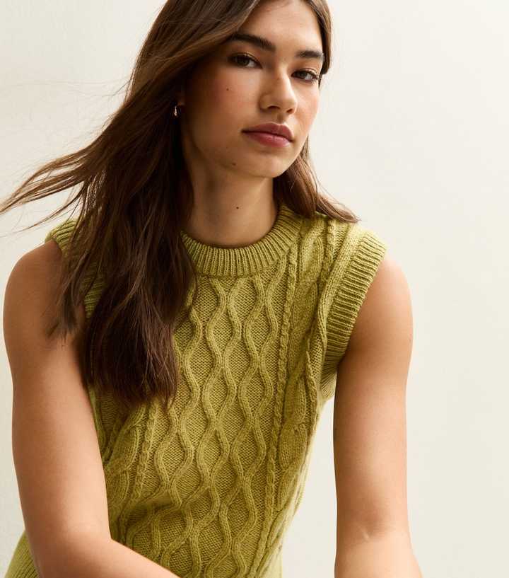 Bright Green Cable Knit Vest