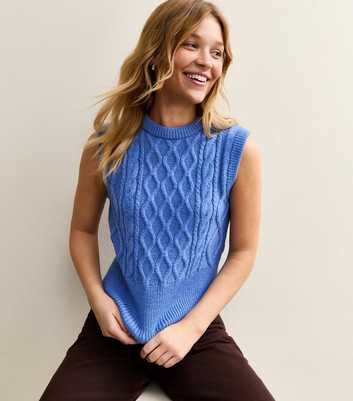 Blue Cable Knit Vest