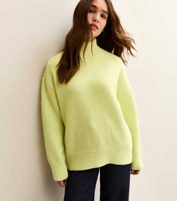 Bright Green Longline High Neck Jumper