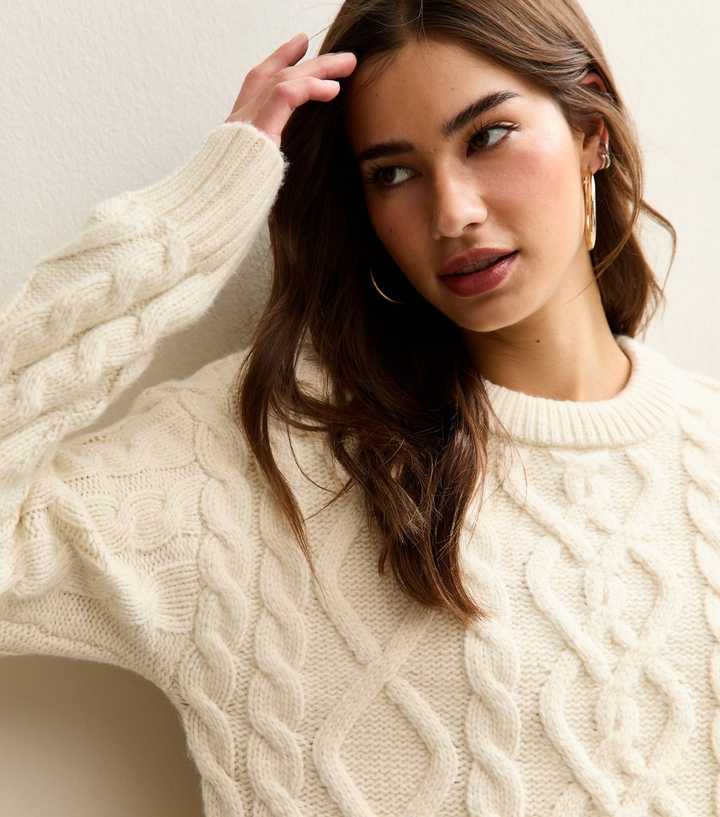 Cream Midweight Cable Knit Jumper