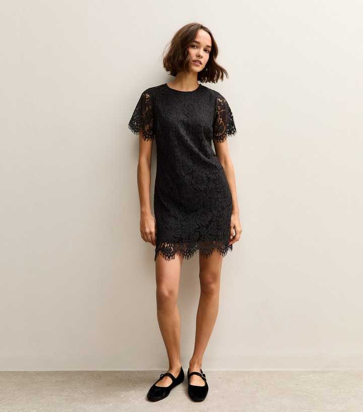 Black Lace T Shirt Mini Dress Black Lace T Shirt Mini Dress