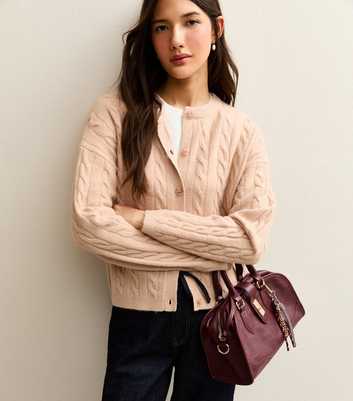 Light Pink Cable Knit Cardigan