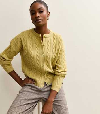 Green Cable Knit Cardigan