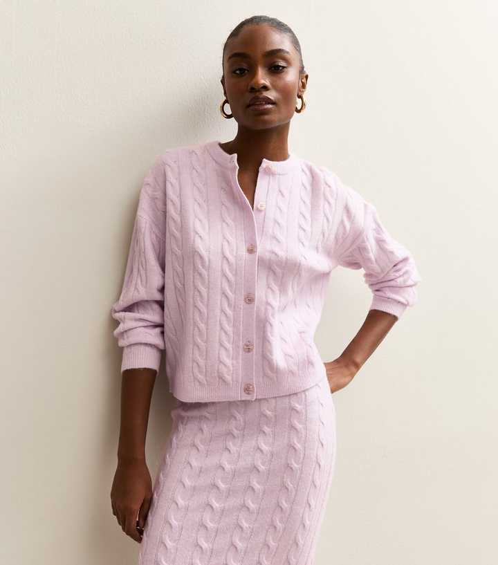 Lilac Cable Knit Cardigan