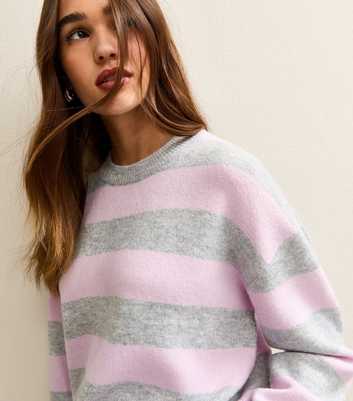 Light Grey Striped Midweight Jumper