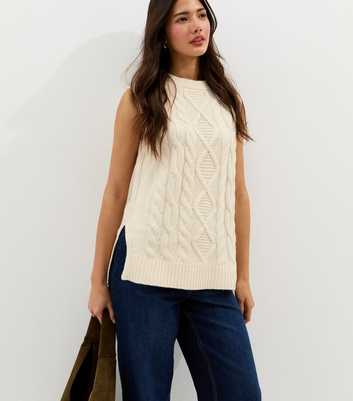 Cream Cable Knit Longline Tabard