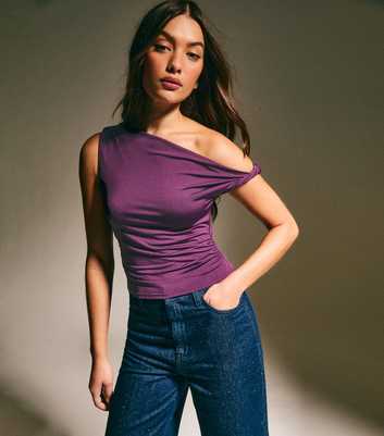 Dark Purple Off The Shoulder Top
