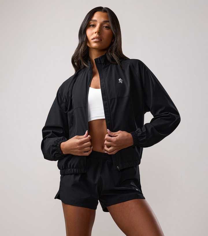 Gym King Black Logo Print Windbreaker Jacket