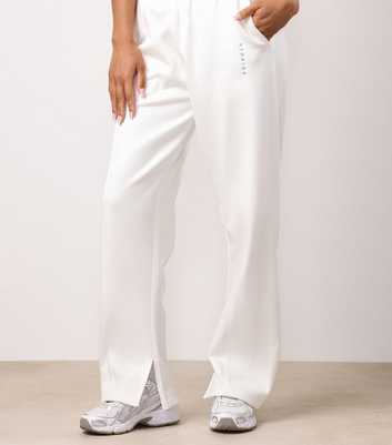 Gym King Cream Shadow Logo Embroidered Straight Leg Joggers