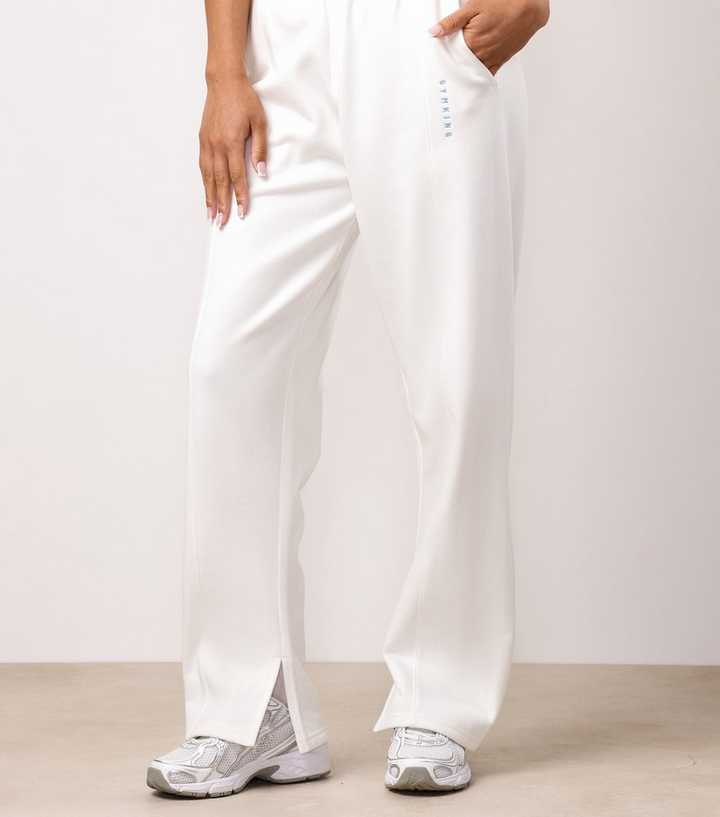 Gym King Cream Shadow Logo Embroidered Straight Leg Joggers