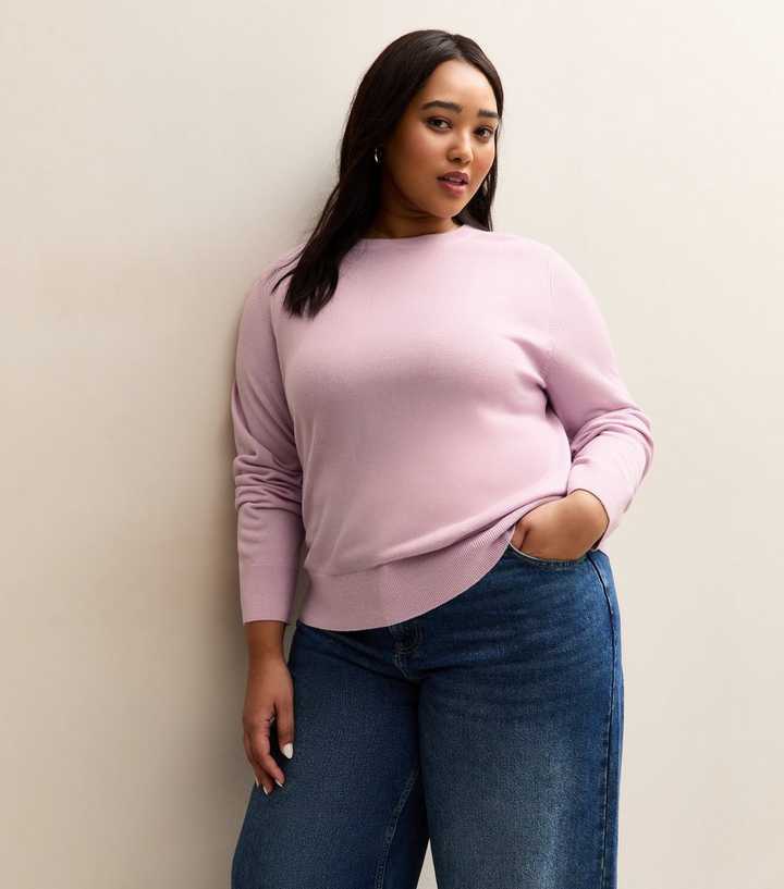 Curves Lilac Crew Neck Jumper