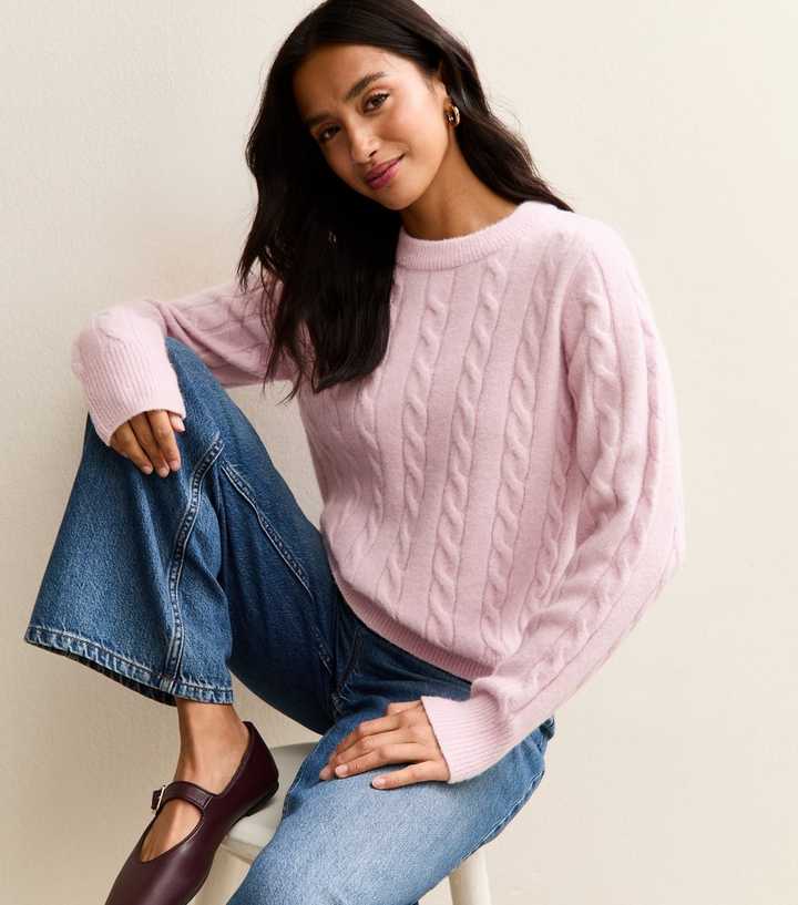 Petite Lilac Cable Knit Jumper