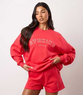 Gym King Bright Pink Logo Appliqued Sweatshirt