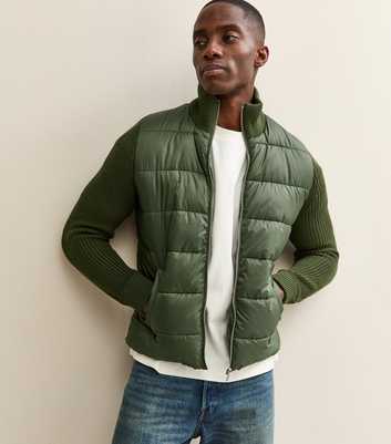 Only & Sons Dark Green Regular Knit Sleeve Puffer Jacket