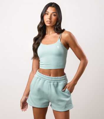 Gym King Light Green Logo Print Longline Tank Top