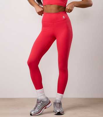 Gym King Bright Pink Logo Print Leggings 